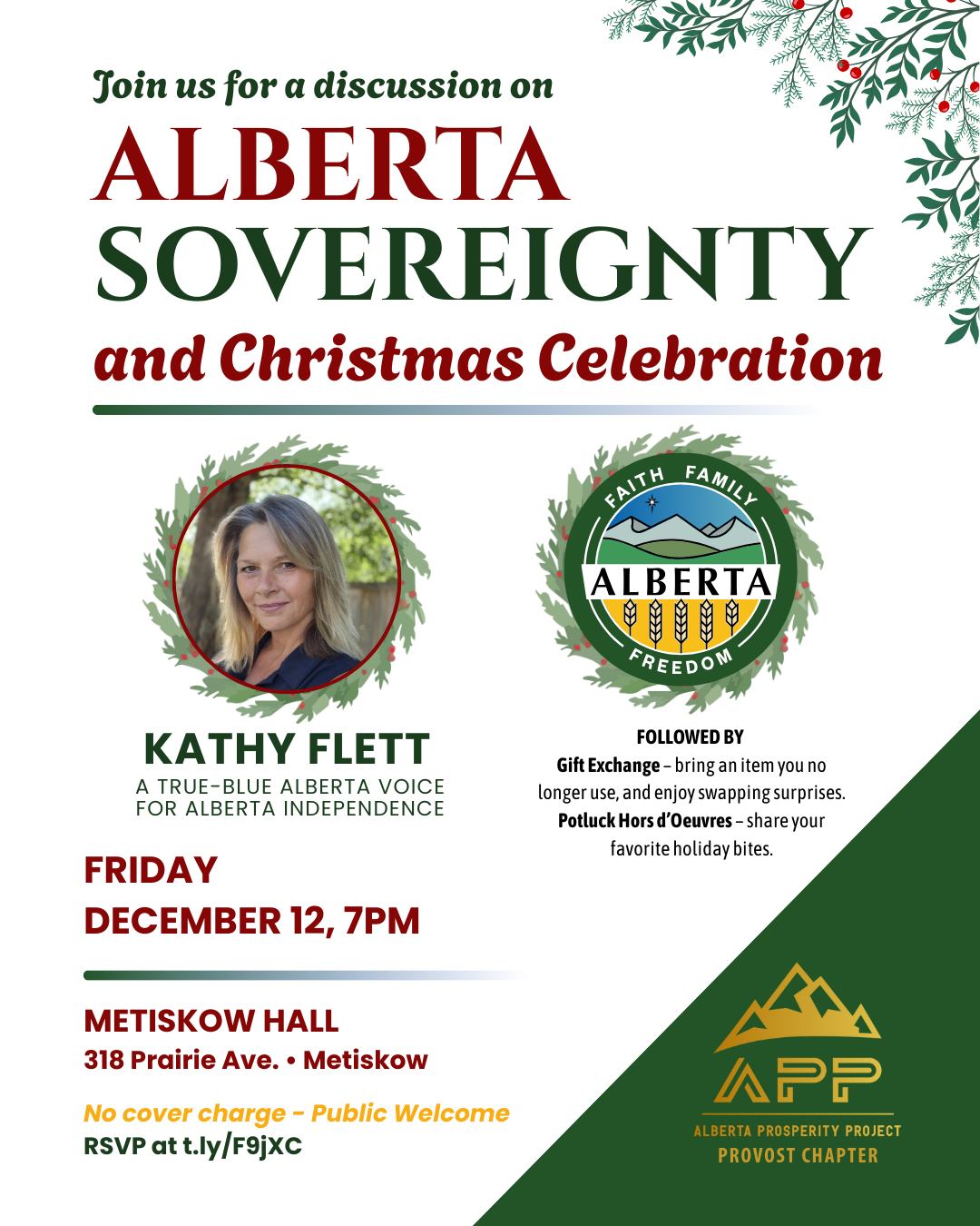 December 12 | Provost | Chapter Meeting | Celebrate Christmas & Alberta’s Future