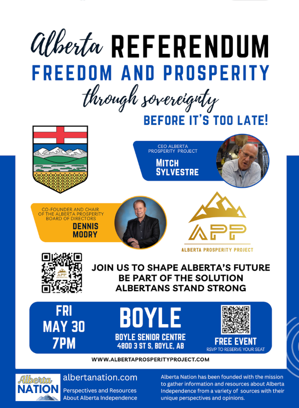 Event | Alberta Prosperity Project | Let's Talk Freedom Prosperity through Sovereignty | Boyle May 30