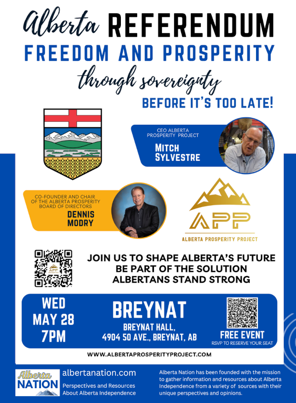 Event | Alberta Prosperity Project | Let's Talk Freedom Prosperity through Sovereignty | Breynat May 28